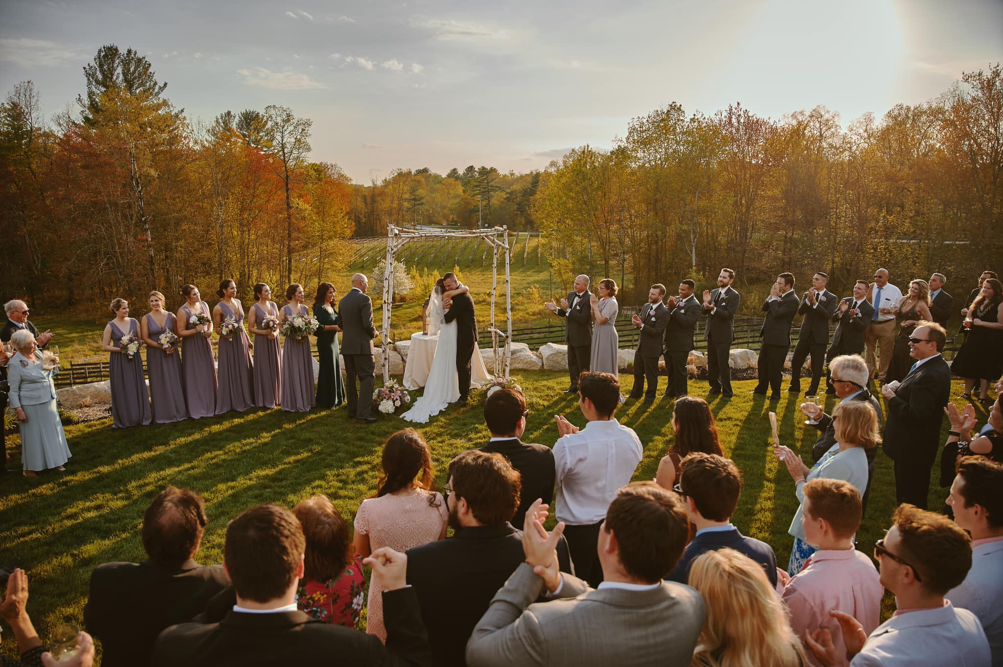 Cinematic outdoor wedding ceremony at a historic Boston estate